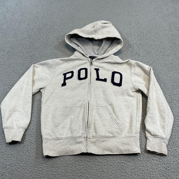 Polo Ralph Lauren Other - Polo Ralph Lauren Hoodie Boys 8 Gray POLO Applique Full Zip Hooded Embroidered